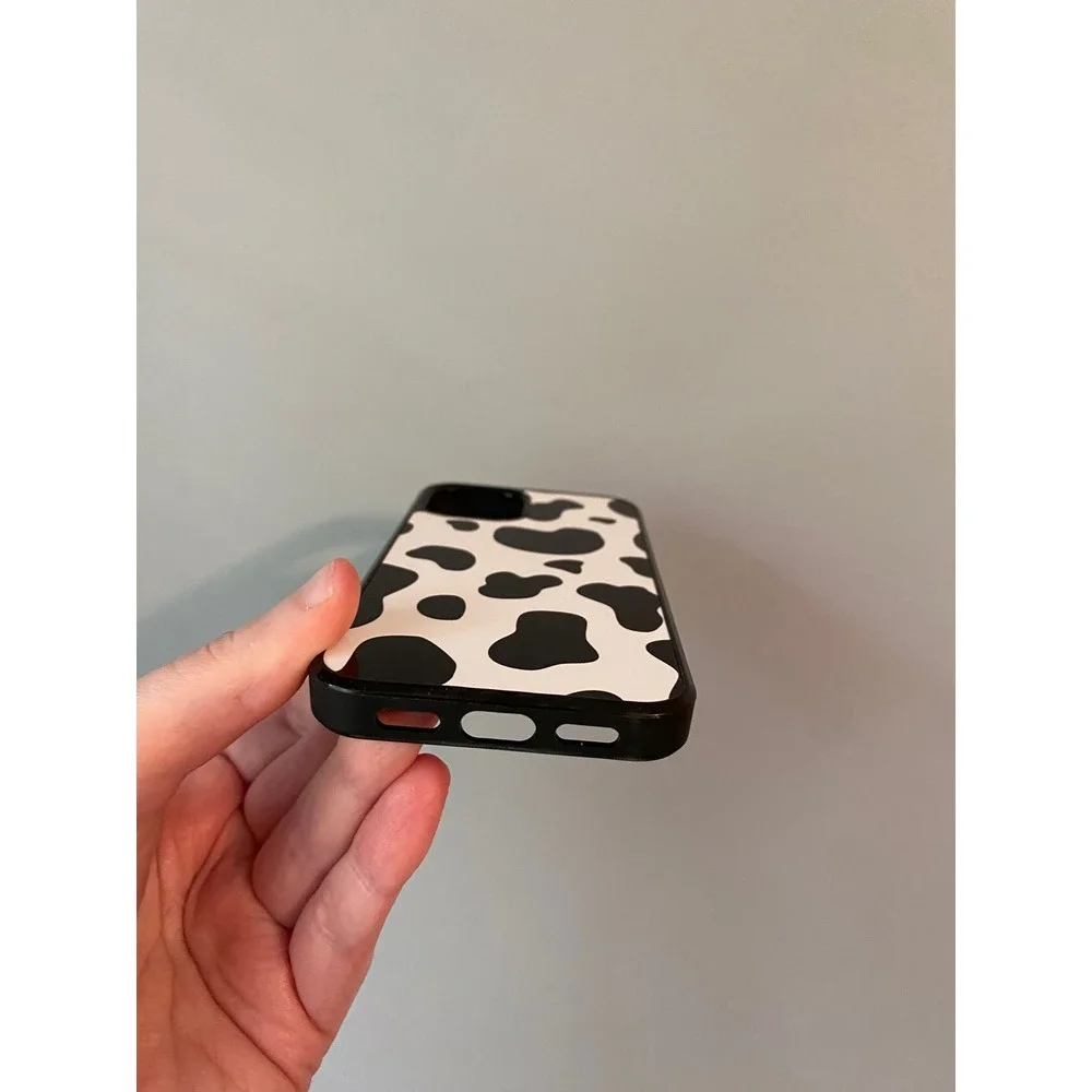 Phone Case‎ iPhone 12 Mini Unisex Black White Cow Print Spotted Animal Pattern